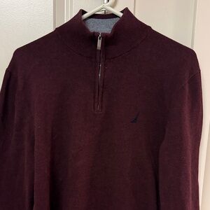 Nautica Men's Maroon Zip-Up Sweater. Large.